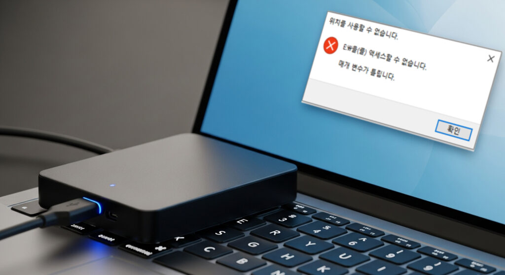 외장하드 매개변수가 틀립니다